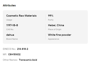 Ácido Tranexámico de Grado Cosmético Estable CAS 1197-18-8 para Suministro de Ingredientes Profesionales para el Cuidado de la Piel - Product Image 6