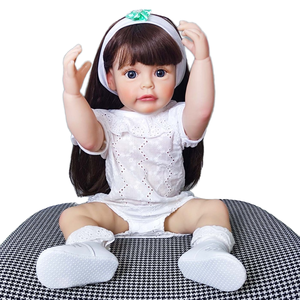 Poupées Bébé <span class=keywords><strong>Reborn</strong></span> Réalistes Noires en Vinyle Faites à la Main, Modèle de Jouet Souple 3D Peint avec Yeux Ouverts et Cheveux Changeables - Product Image 1