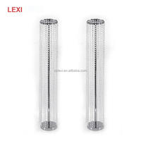 Vente en gros de supports à fleurs en métal de luxe chaîne en cristal or argent route plomb centres de table de fête mariage de haute qualité