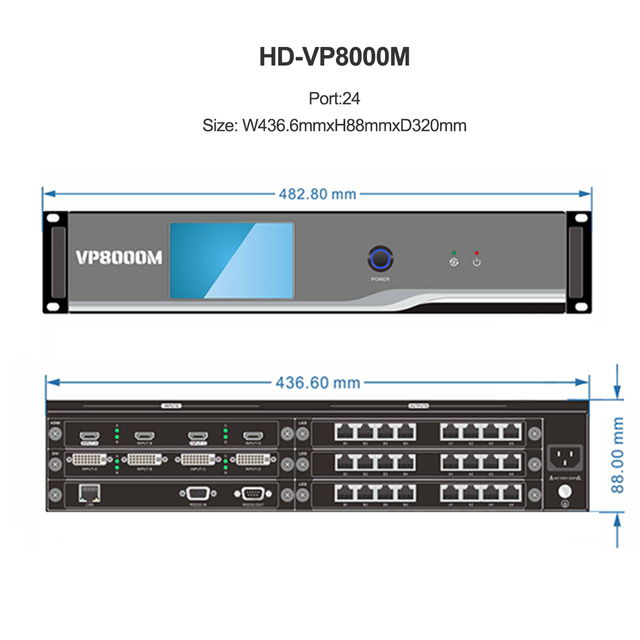 HD-VP8000M(24 Ports) Full Color Screen Controller Splice Video Processor for Led Display.
