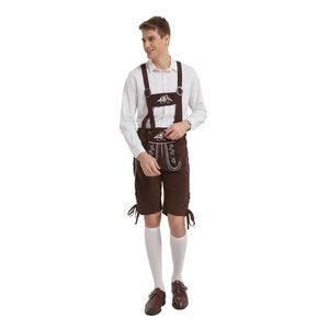 Traje Tradicional Alemán Oktoberfest para Hombre, Clásico, hasta la Rodilla, Marrón, Bordado, Lederhosen, Tirantes <span class=keywords><strong>de</strong></span> Poliéster, PartySource Factory - Product Image 1