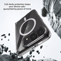 Coque de téléphone magnétique transparente en PC pour iPhone Duo, protection intégrale de la charnière, transmission lumineuse de 98 %, antichoc, couverture transparente