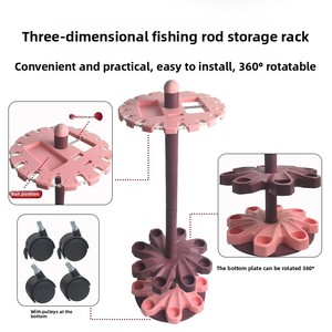 Soporte Giratorio de Plástico para Cañas de Pescar, con <span class=keywords><strong>16</strong></span> Orificios, Multifuncional, con Cuatro Ruedas, para Cañas de Pesca con Señuelos - Product Image 2