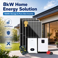 Système solaire hors réseau 8 kW, kit complet avec batterie au lithium 10 kWh, panneau mono et onduleur à onde sinusoïdale pure pour usage domestique