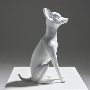 Maniquí de Fibra de Vidrio Blanco Mate para Exhibición de Ropa para Mascotas, Modelo de Chihuahua de Raza Pequeña - Product Image 1