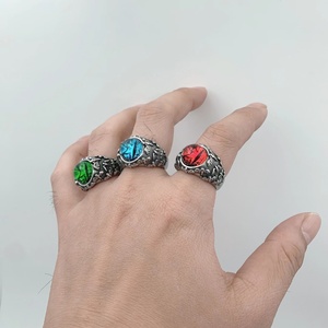 Anillo de Acero Inoxidable Impermeable para Hombre, Estilo Gótico, Ojo de Dragón, con Piedras Preciosas Amarillas, Verdes, Rojas, Azules y Grises - Product Image 3