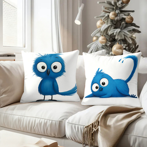 Gối ôm hình chim và mèo hoạt hình màu xanh dương trang trí lễ hội - Product Image 4