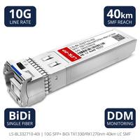Module SFP+ SFP 10G BiDi 40km Simplex LC SMF 1330nm-TX/1270nm-RX Transceiver Fibre Optique de Qualité Industrielle avec CE FCC ROHS REACH