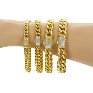 Wholesale PVD Gold Plated Stainless Steel Miami Cuban <b>Chain</b> Necklace with <b>Iced</b> <b>Out</b> Buckle [6-14MM 16-31"] - Product Image 4