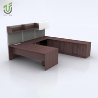 IULTRA Bureau de direction de 2.5 mètres, grande table de luxe en forme de L moderne pour PDG, placage brillant