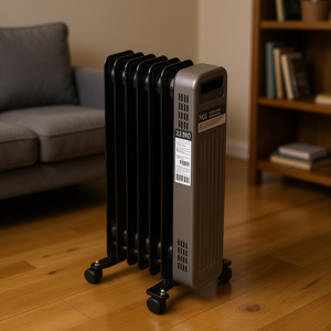 Calentador de Radiador con Relleno de Aceite de 1500W, Portátil, para Uso en Casa u Oficina, Metálico Negro, Independiente - Product Image 2