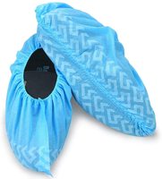 Penutup Sepatu Medis Sekali Pakai Anti Selip Tahan Air Bernapas Anti Debu Bahan Nonwoven Alas Elastis Bahan PP untuk Ruang Bersih Rumah Sakit