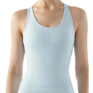 Women's U-<b>Neck</b> Seamless Gym Vest for Fitness Jogging Yoga-<b>Cloud</b> Feeling Workout Tank Top Short Length-Wholesale - Product Image 5