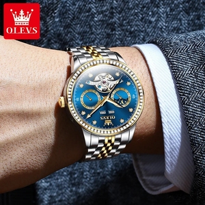 OLEVS 7016 Automatic <b>Mechanical</b> Watch For Men Moon Phase Calendar Hollow Luxury Wrist Watches Waterproof Luminous Man Hand <b>Clock</b> - Product Image 4