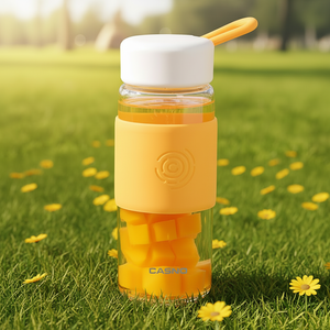 Bouteille en verre borosilicate haute résistance anti-fuite avec manchon en silicone 400 ml – Minimaliste, écologique, pour camping et voyage - Product Image 3