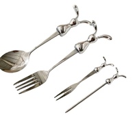Ensemble de fourchettes à cocktail et à dessert en acier inoxydable en forme de lapin, mignonnes, pour apéritifs, desserts, fêtes, enfants, ustensiles de cuisine