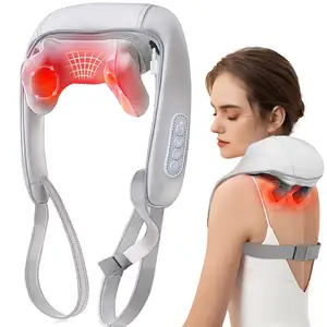 8D Wireless Electric Shiatsu Kneading Relief Neck Shoulder Massager For Car Travel Neck Back Body Heating Massager