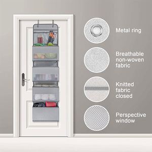 Grey 2 Pack Collapsible Closet <b>Shelves</b> Storage Bag 4 <b>Shelf</b> Over the Door Hanging Organizer - Product Image 5