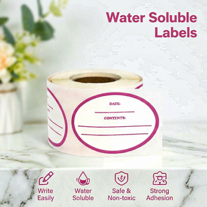 Water Soluble <b>Labels</b> Oval Self-Adhesive Paper Writable Food Storage <b>Labels</b> Safe Non-Toxic Strong Adhesion - Product Image 1