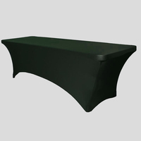 Housse de table de conférence rectangulaire en spandex noir personnalisée avec motif floral et logo inclus