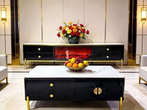 Mobile TV con Caminetto dal Design Italiano di Lusso, Fiamma Elettronica Simulata e Riscaldamento, <span class=keywords><strong>Arredamento</strong></span> Moderno per <span class=keywords><strong>Soggiorno</strong></span> - Product Image 3