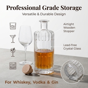 Botella de Vidrio Transparente de 700ml/750ml, Vacía, para Whisky, Vodka, Tequila, Ginebra, según Normas Europeas de Alimentación - Product Image 1