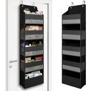 Over Door Organizer 5 Clear Pockets 6 Mesh Side Pockets Black Hanging <b>Storage</b> For Behind Doors Or Walls Neatening And <b>Storage</b> - Product Image 1