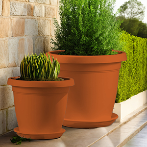 Vaso Rotondo in Plastica Effetto Terracotta Veca Verona 25 cm per Fiori e Piante Elegante Vaso e Fioriera - Product Image 3