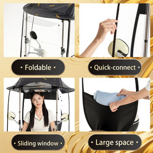 Parapluie de protection intégrale en polyester durable pour vélo électrique - Pare-soleil coupe-vent et imperméable pour <span class=keywords><strong>moto</strong></span> et scooter, pliable - Product Image 3