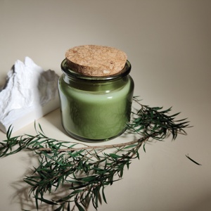 Mini Vòng Hổ Phách màu xanh lá cây màu xám rõ ràng 100ml 200ml thủy tinh rỗng nến Jar với nút chai có nắp đậy - Product Image 3