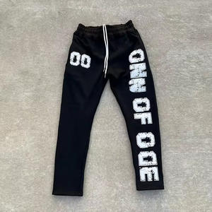 Street Style Puff Print Vintage algodón Jogging pantalones 100% algodón suave pantalones de chándal de Ajuste Recto para hombres - Product Image 3