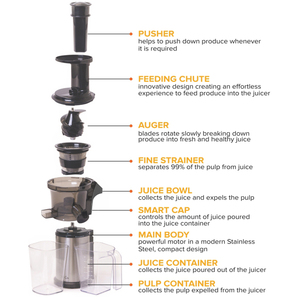 नई शैली उच्च गुणवत्ता 200W धीमी juicer के साथ शक्तिशाली बरमा फल juicer बहु कार्यों के साथ BPA मुक्त - Product Image 5