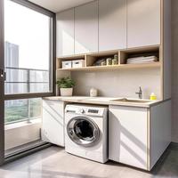 Armoire de rangement modulaire étanche pour buanderie, surface anti-taches, design gonflable, idéale pour la location courte, les gîtes et les balcons.