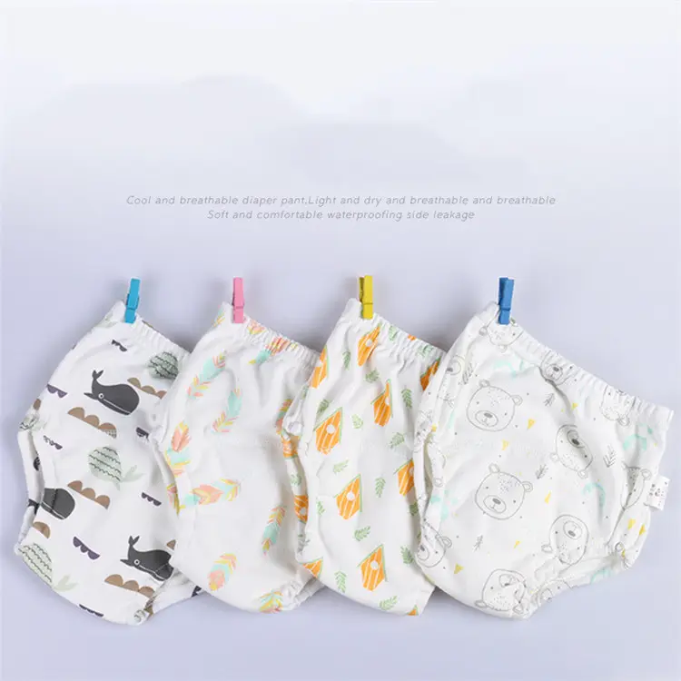 Waterproof Toilet Training Pants Nappy Underwear Cloth Diaper layers gauze cotton training pants for baby and toddlers