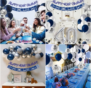 Arco <span class=keywords><strong>de</strong></span> guirnalda <span class=keywords><strong>de</strong></span> globos metálicos plateados azul marino con adornos para pasteles, manteles para decoración <span class=keywords><strong>de</strong></span> fiesta <span class=keywords><strong>de</strong></span> <span class=keywords><strong>cumpleaños</strong></span> <span class=keywords><strong>18</strong></span>, kit <span class=keywords><strong>de</strong></span> suministros - Product Image 5