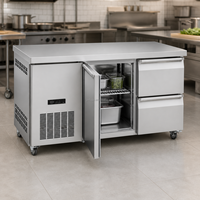 Réfrigérateur commercial en acier inoxydable sous le comptoir porte simple Double tiroir refroidisseur de plan de travail pour