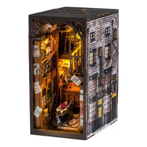 DIYミニチュアハウスブックヌークマジックハウス組み立ておもちゃブックエンド3D木製パズル在庫あり