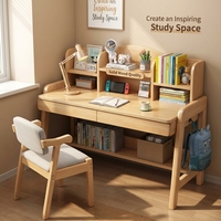Bureau pour enfants en bois massif moderne et écologique avec étagères et tiroirs de rangement, bureau d'étude non toxique pour chambre à coucher, maison, école