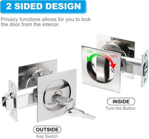 Round recessed door <b>lock</b> with key, pocket door <b>lock</b> invisible hardware privacy <b>sliding</b> door <b>lock</b> - Product Image 4