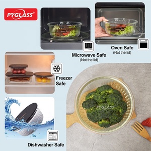 Pyglass Design moderno Eco <span class=keywords><strong>contenitori</strong></span> per la preparazione di pasti 3 Pack chiaro ermetico <span class=keywords><strong>contenitori</strong></span> per la conservazione degli alimenti coperchi di bambù per l'organizzazione della cucina - Product Image 6