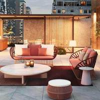 Dingshuai Modèle 100 – Ensemble de salon de jardin en rotin personnalisable style Wabi-Sabi avec chaises et table basse pour terrasse et balcon