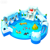 Parc aquatique gonflable mobile, monde des glaces et de la neige, piscine gonflable combinée avec toboggan, fabricant d'équipements