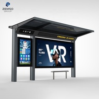 Abri d'arrêt de bus extérieur rectangulaire avec signalisation LED intelligente, signalisation routière réfléchissante en aluminium imprimé