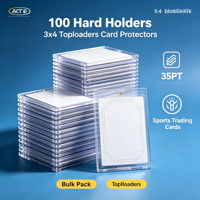 3x4 Protège-cartes 100 supports rigides + 100 pochettes souples 35PT transparents sans résidu de colle en acrylique pour sport, anime, animaux