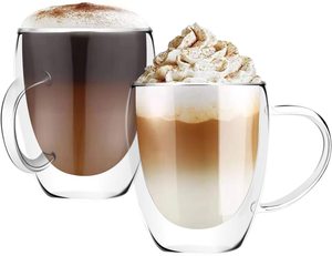 Commercio all'ingrosso 8Oz borosilicato a doppia parete tazze di vetro personalizzato tazza magica con manico e vero fiore secco caffè e Set da tè - Product Image 1