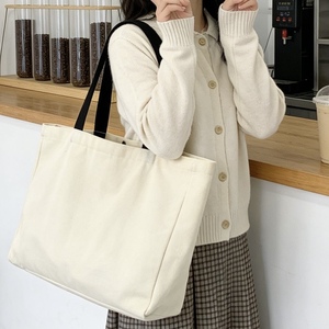Canvas Bag with logo Casual Style Customized Size <strong>Korean</strong> Printed Embroidered Large Cotton Waxed Plain Canvas Bags With Handles - Product Image 4