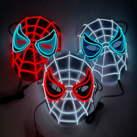 Masque d'animal néon lumineux pour Halloween, masque LED lumineux de super-héros, masque de fête de mascarade à demi-visage, costume