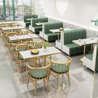 Ensemble table et chaises de restaurant multifonctionnel en PU au design minimaliste moderne, pour desserts, burgers, thé au lait, avec banquette murale 4-8 places