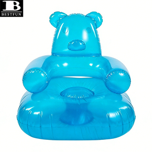 Poltrona Gonfiabile Premium a Forma di Orsacchiotto in PVC Trasparente <span class=keywords><strong>Blu</strong></span>, Divano Portatile per Bambini, per Casa, Spiaggia, Picnic, Campeggio - Product Image 6