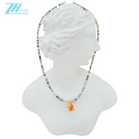 Jadéite de Birmanie et Prehnite avec des morts vert orange d'huître épineuse Cadeau de soulagement du stress pour son collier de force perles rondes